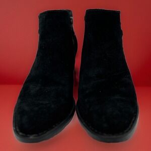 Born Womens Size 6.5 M Black Suede Zip Lace And Fringe Accents Boots Bootie